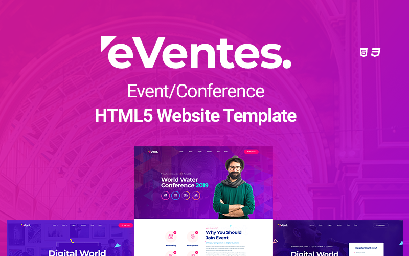 Eventes - Modelo de site HTML5 de conferência de evento