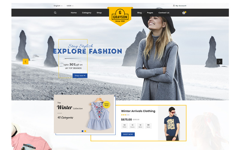 Gray_fashion OpenCart Template
