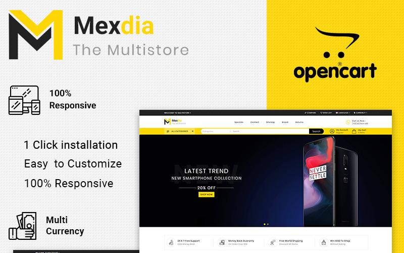 универсальный шаблон opencart mexdia