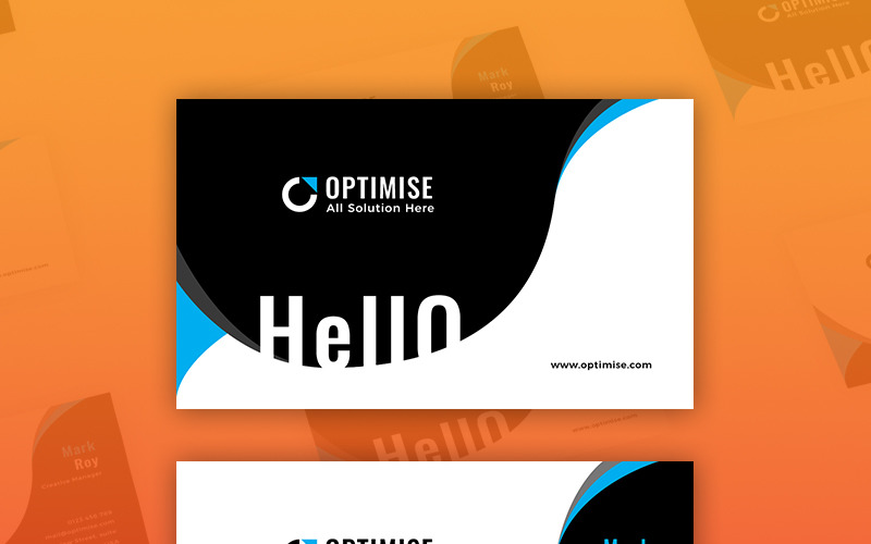 Download Фирменный стиль "Optimise Personal Business Card - Corporate Identity Template" / Optimise Personal Business Card - Corporate Identity Template - Фирменный стиль на тему графика business card visiting contact black white corporate identity info information brand branding print printready psd agency studio company personal blue
