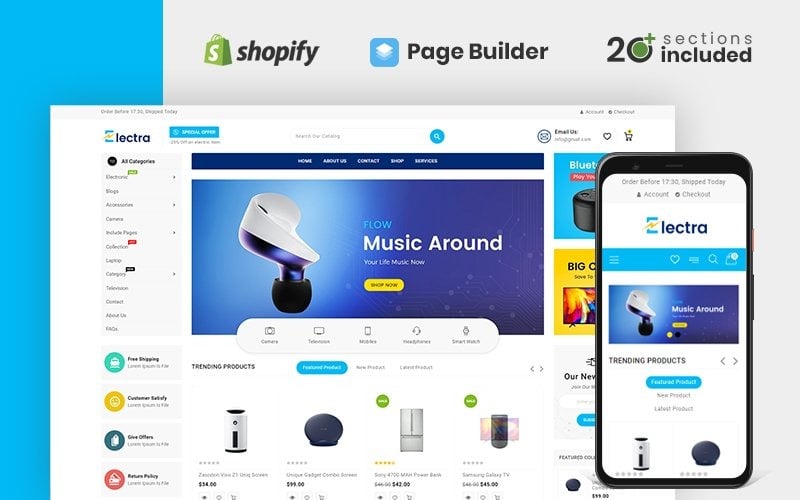 electra electronics store тема shopify