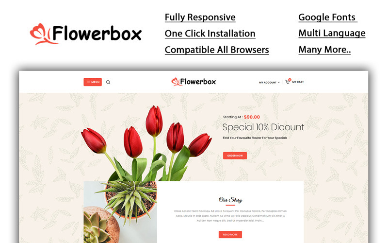 Flowerbox - modelo OpenCart da loja online