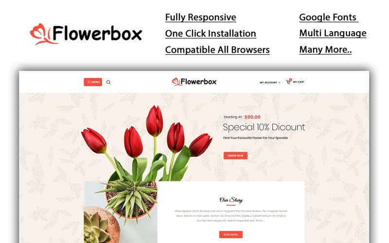 Flowerbox - šablona OpenCart online obchodu