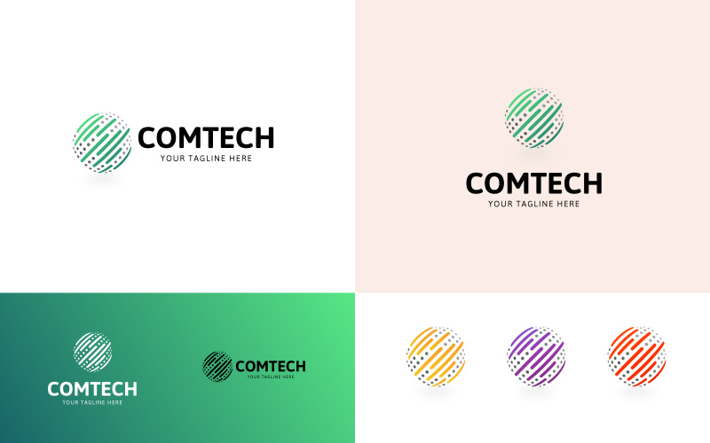 Download Шаблон логотипа "Technology Logo Template" / Technology Logo Template - Шаблон логотипа на тему графика communication technology globe lines round color logo