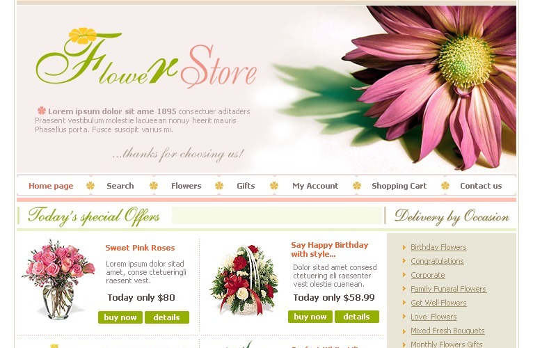 Flower Shop Website Template #8629 - TemplateMonster