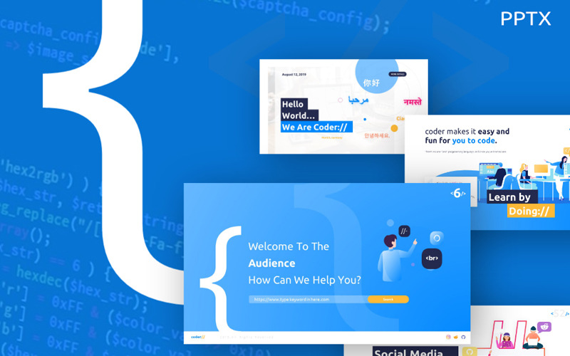 Coder Programlama Sunumu PowerPoint şablonu