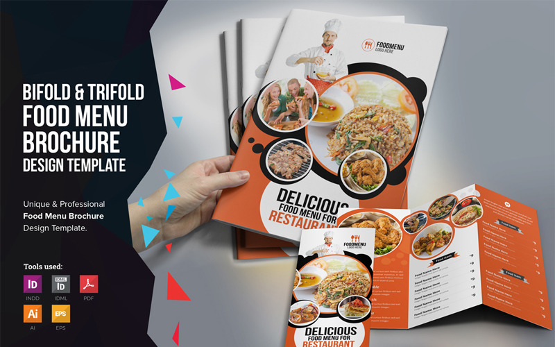 Dina - Brochure à trois volets sur le menu alimentaire - Modèle d'identité d'entreprise