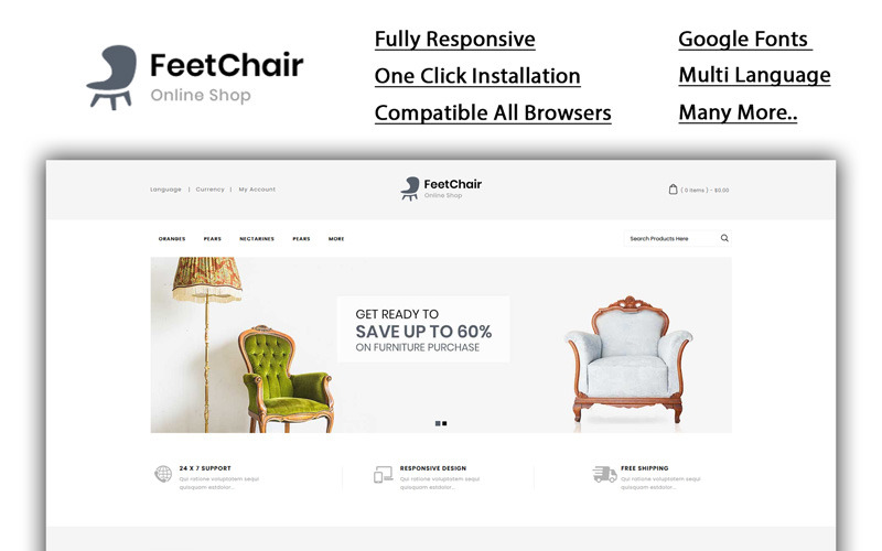 Feetchair - Online Shop OpenCart-sjabloon