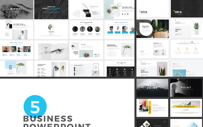 5 шаблонов минимальных бизнес-презентаций PowerPoint