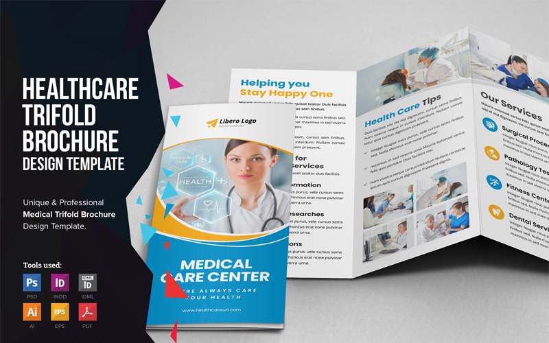 Medilife - Brochure à trois volets sur les soins médicaux - Modèle d'identité d'entreprise