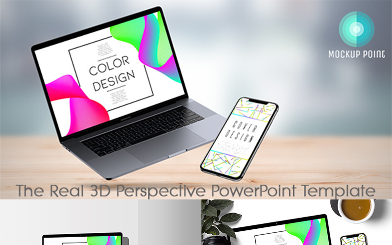 MockupPoint - Maquete do produto PowerPoint 3D Perspective App Showcase