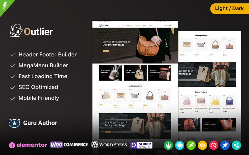 Outlier - Çanta Mağazası ve Moda Aksesuarları Mağazası WooCommerce Teması