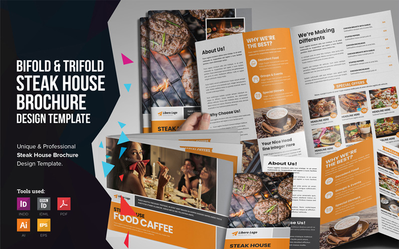 Qualis - Brochure Bifold-Trifold Menu Food - Modello di identità aziendale
