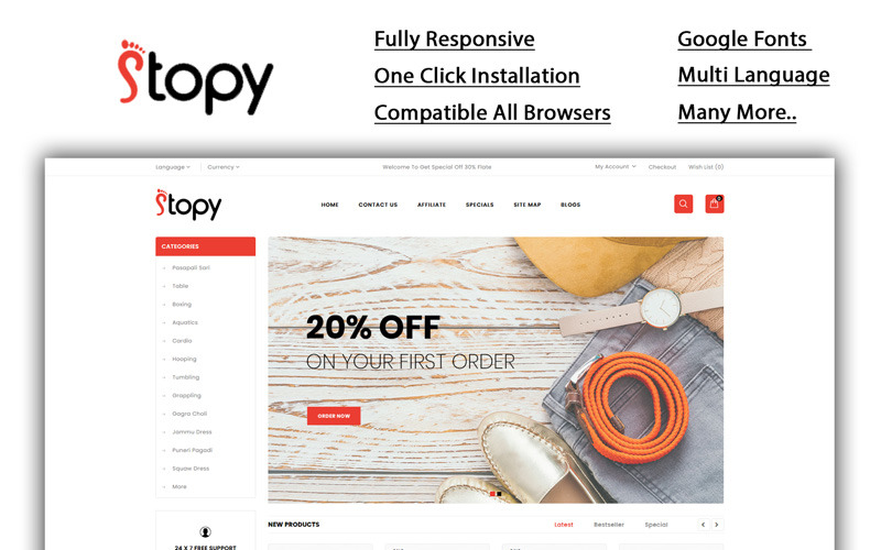 Stopy - OpenCart шаблон магазина обуви