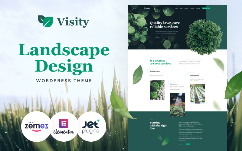 Visity - Tema Elementor de WordPress para jardinería y diseño de paisajes