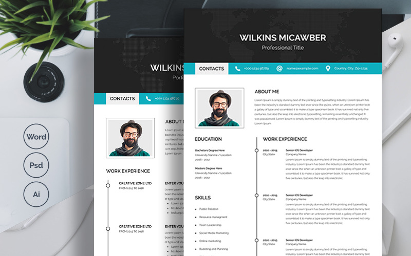 Download Резюме "Wilkins Micawber Resume Template" / Wilkins Micawber Resume Template - Резюме на тему графика 1,page,resume,2,3,clean,cover,letter,creative,cv,template,design,document,microsoft,word,minimalist,modern,photoshop,psd,professional