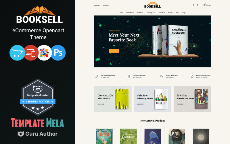 Booksell - mall för OpenCart för pappersvaror