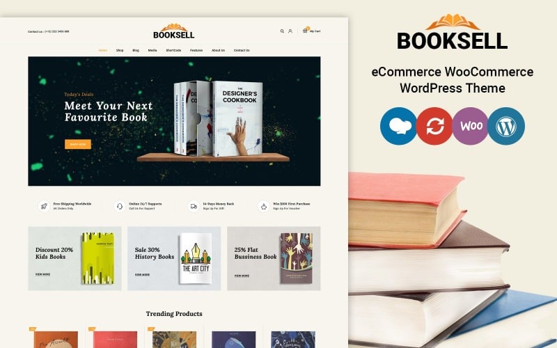 Booksell - WooCommerce-tema för böcker och brevpapper
