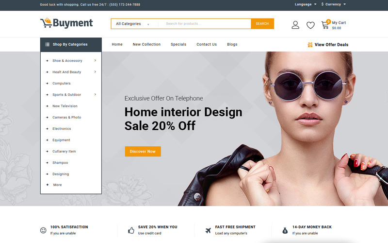 мега магазин шаблон opencart