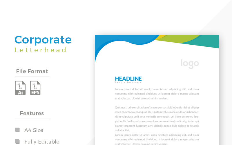 Download Фирменный стиль "Colorful Letterhead - Corporate Identity Template" / Colorful Letterhead - Corporate Identity Template - Фирменный стиль на тему графика simply graphics template clean professional illustration logo style letter corporate print layout creative abstract corporation contract business letterhead headline vector