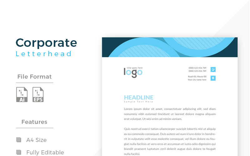 Download Фирменный стиль "Design Pro Letterhead - Corporate Identity Template" / Design Pro Letterhead - Corporate Identity Template - Фирменный стиль на тему графика simply graphics template clean professional illustration logo style letter corporate print layout creative abstract corporation contract business letterhead headline vector
