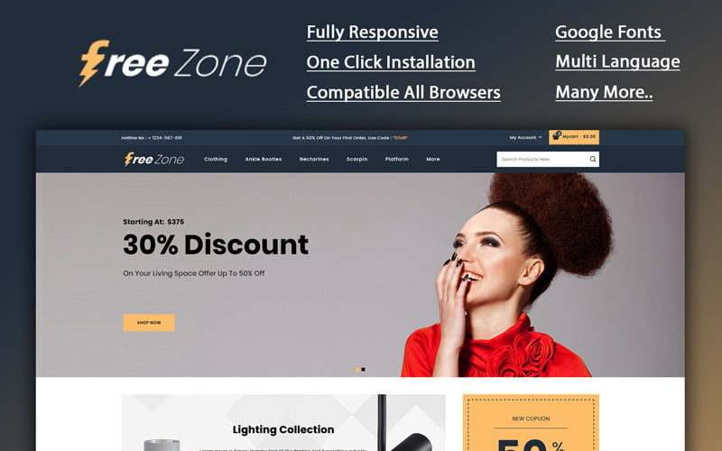 Freezone - Modèle OpenCart Multi Store