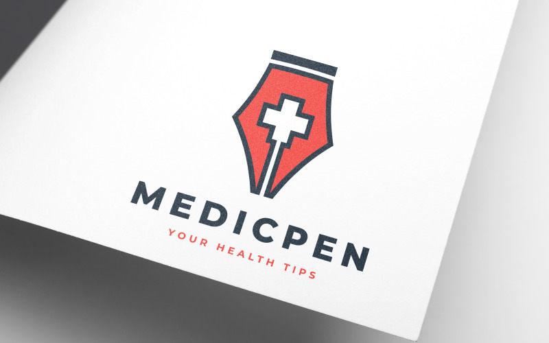 Download Шаблон логотипа "Health Blog Writer - Medical Pen Logo Template" / Health Blog Writer - Medical Pen Logo Template - Шаблон логотипа на тему графика blog,blogger,doctor,pen,pencil,write,writer,writing,advice,caring,online,fitness,suggestions,health,medical,publication,social,book,logo,design