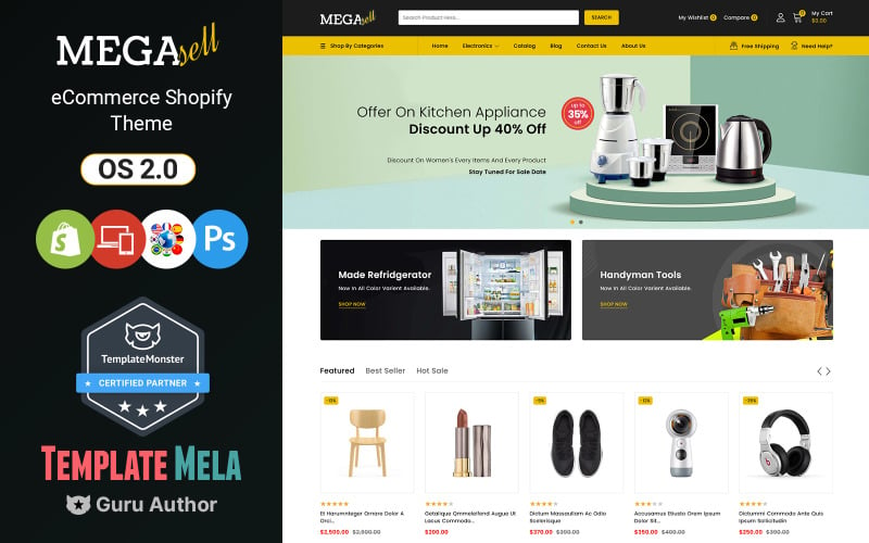MegaSell - многоцелевой магазин Shopify Theme