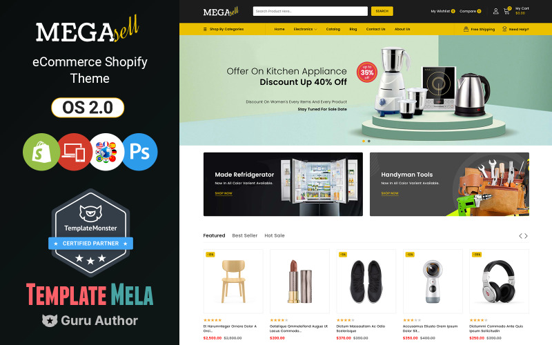 MegaSell - Multifunctioneel winkel Shopify-thema