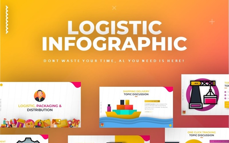 Modello PowerPoint di infografica distribuzione logistica