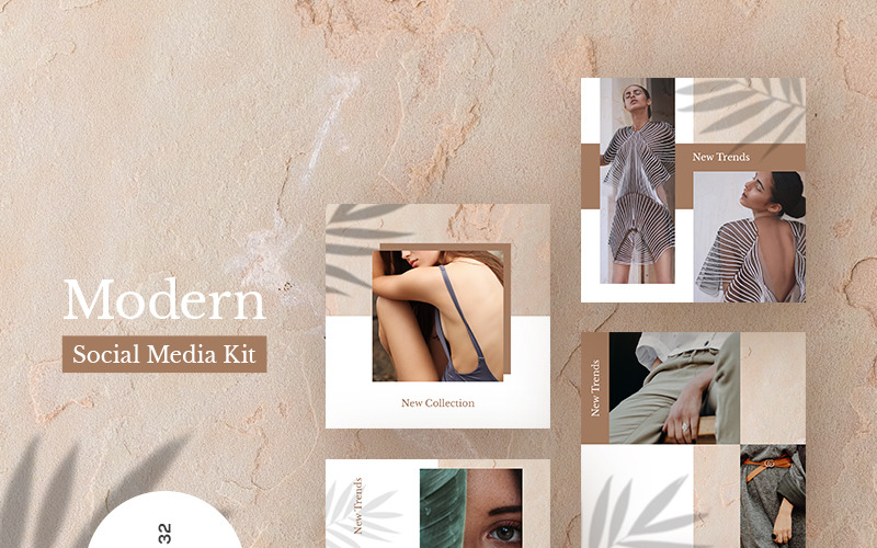 Download Шаблон для соцсетей "Modern  Kit (Vol. 32) Social Media Template" / Modern  Kit (Vol. 32) Social Media Template - Шаблон для соцсетей на тему графика influencer fashion beauty beige pastel feminine store style modern trendy minimalist blogger post article promo photographer texture