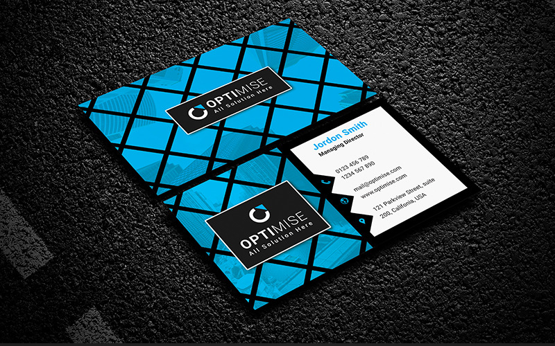Download Фирменный стиль "Optimise Agency Business Card - Corporate Identity Template" / Optimise Agency Business Card - Corporate Identity Template - Фирменный стиль на тему графика business card agency personal portfolio print printready modern clean minimal visiting contact information red blue green studio company corporate
