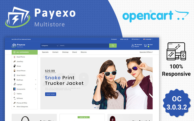 payexo лучший шаблон модного магазина opencart