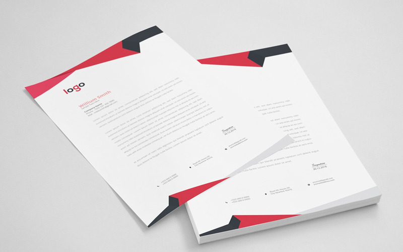 Download Фирменный стиль "Red Abstract Letterhead - Corporate Identity Template" / Red Abstract Letterhead - Corporate Identity Template - Фирменный стиль на тему графика simply graphics template clean professional illustration logo style letter corporate print layout creative abstract corporation contract business letterhead headline vector