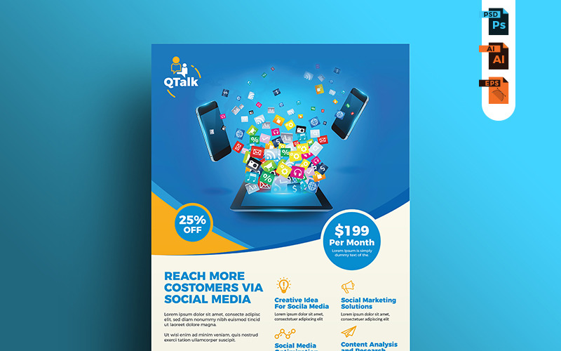 Download Фирменный стиль "Social Media Marketing Flyer - Corporate Identity Template" / Social Media Marketing Flyer - Corporate Identity Template - Фирменный стиль на тему графика aam360 digital marketing facebook content flyer social media seminar campaign social-media web template agency workshop e-commerce flyer-template shop growth earn