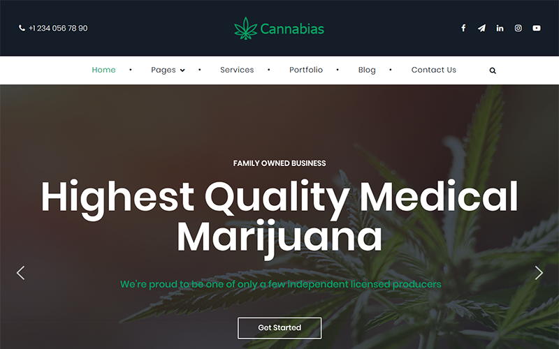 Tema WordPress per affari di marijuana medica cannabia