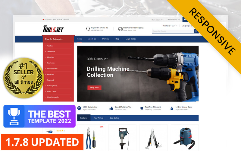 Toolsjet — тема PrestaShop для магазина бытовой техники