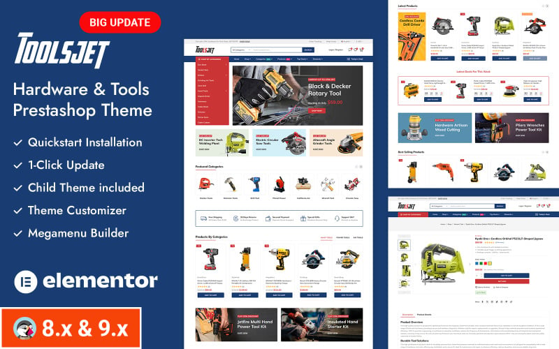 Toolsjet - Tema reattivo PrestaShop per negozio di ferramenta e utensili elettrici