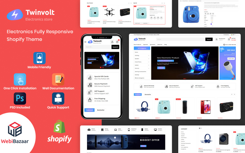 Twinvolt - Electronic Shopify-tema