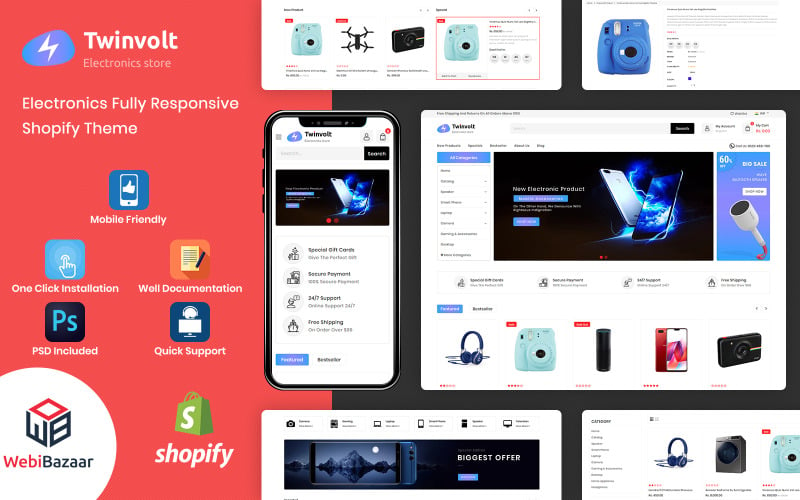 Twinvolt - Tema Shopify elettronico