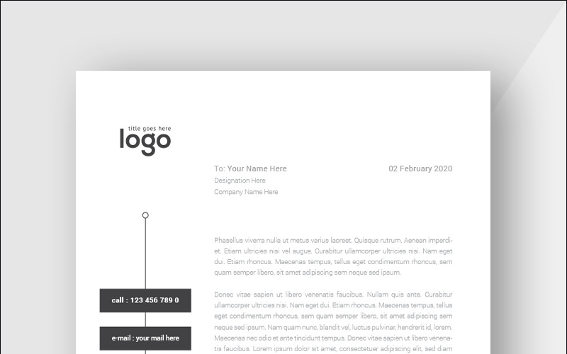 Download Фирменный стиль "Black & White Minimal Letterhead - Corporate Identity Template" / Black & White Minimal Letterhead - Corporate Identity Template - Фирменный стиль на тему графика simply graphics template clean professional illustration logo style letter corporate print layout creative abstract corporation contract business letterhead headline vector
