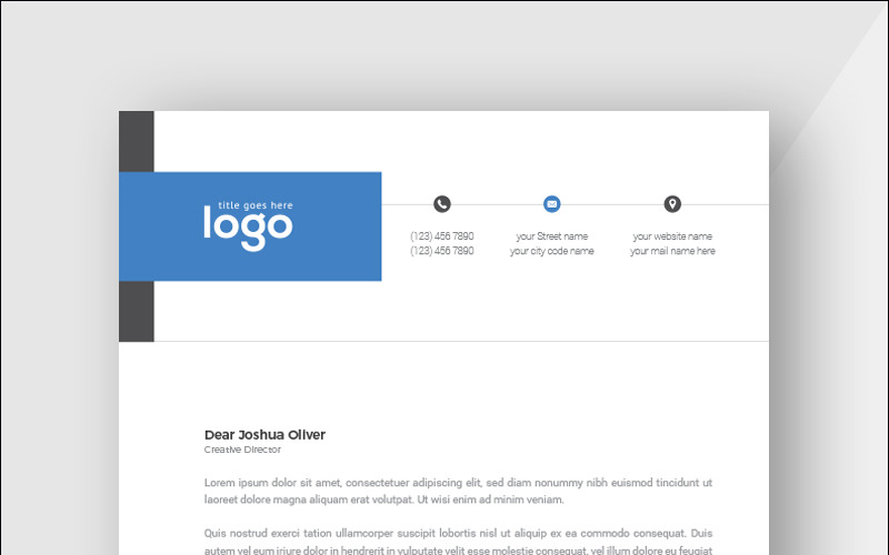 Download Фирменный стиль "Blue and Black Minimal Letterhead - Corporate Identity Template" / Blue and Black Minimal Letterhead - Corporate Identity Template - Фирменный стиль на тему графика illustration logo style letter corporate print layout creative abstract corporation contract business letterhead headline vector company design identity paper modern