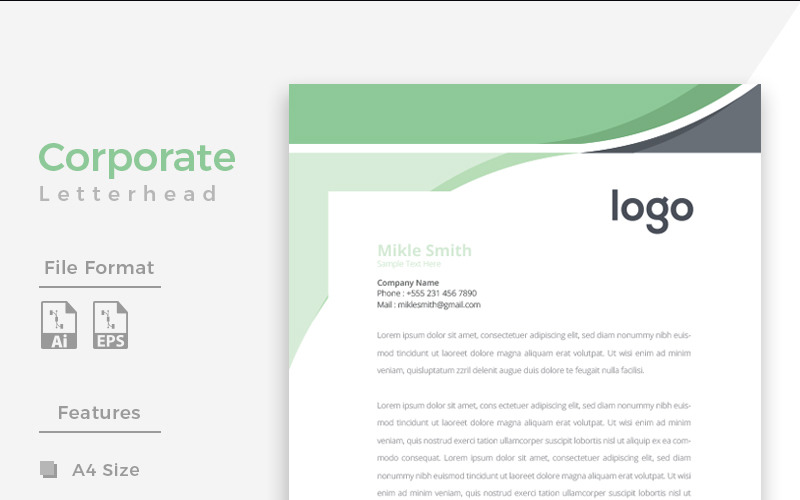 Download Фирменный стиль "Creative Green and Black - Corporate Identity Template" / Creative Green and Black - Corporate Identity Template - Фирменный стиль на тему графика simply graphics template clean professional illustration logo style letter corporate print layout creative abstract corporation contract business letterhead headline vector