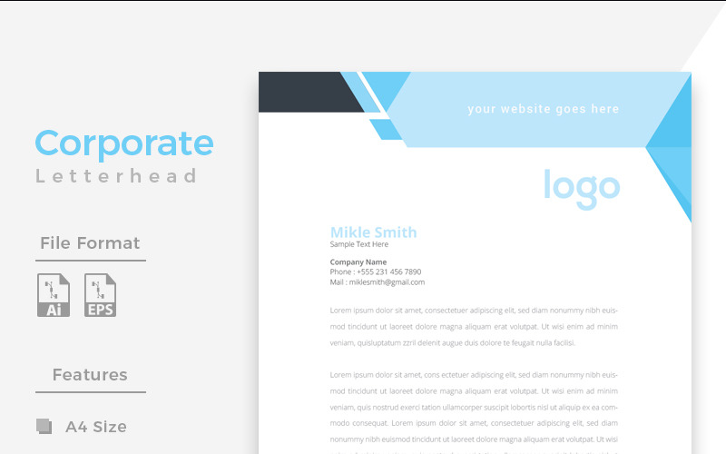 Download Фирменный стиль "Cyan & Black Letterhead - Corporate Identity Template" / Cyan & Black Letterhead - Corporate Identity Template - Фирменный стиль на тему графика professional illustration logo style letter corporate print layout creative abstract corporation contract business letterhead headline vector company design identity paper
