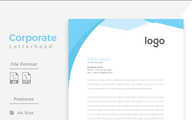 Download Фирменный стиль "Cyan Color Clean Letterhead - Corporate Identity Template" / Cyan Color Clean Letterhead - Corporate Identity Template - Фирменный стиль на тему графика simply graphics template clean professional illustration logo style letter corporate print layout creative abstract corporation contract business letterhead headline vector