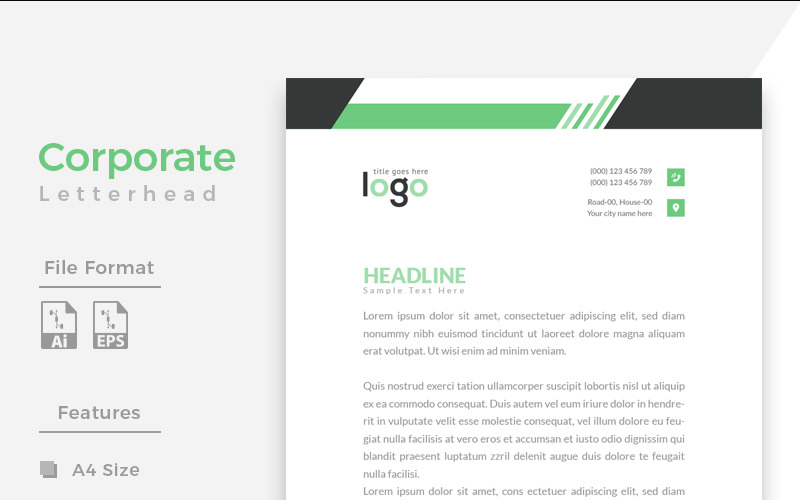 Download Фирменный стиль "Design Pro Creative Letterhead - Corporate Identity Template" / Design Pro Creative Letterhead - Corporate Identity Template - Фирменный стиль на тему графика simply graphics template clean professional illustration logo style letter corporate print layout creative abstract corporation contract business letterhead headline vector