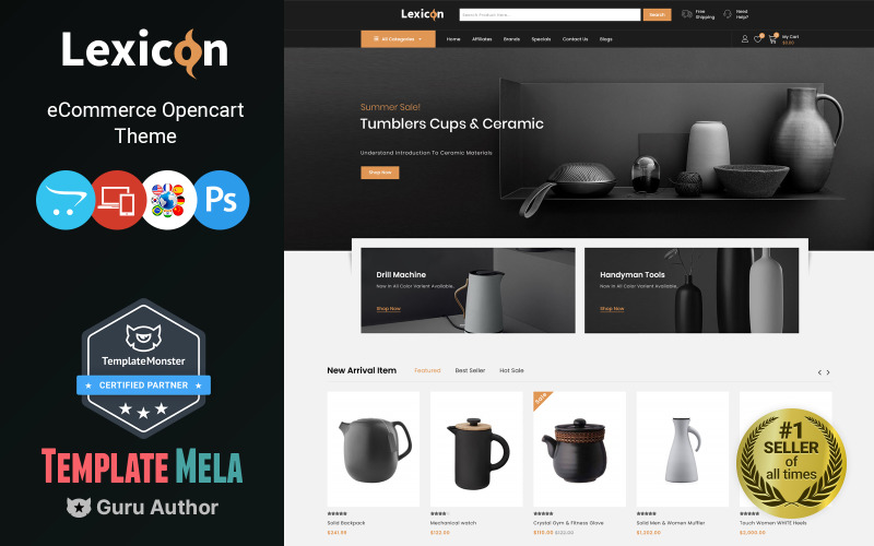 Lexicon - 厨房、工艺品和配件商店多用途 OpenCart 模板