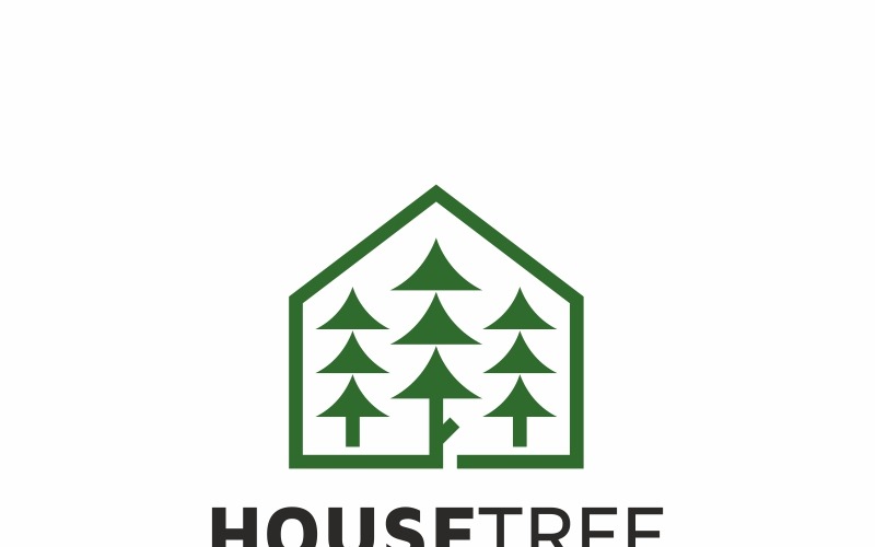 Modèle de logo d'arbre de maison
