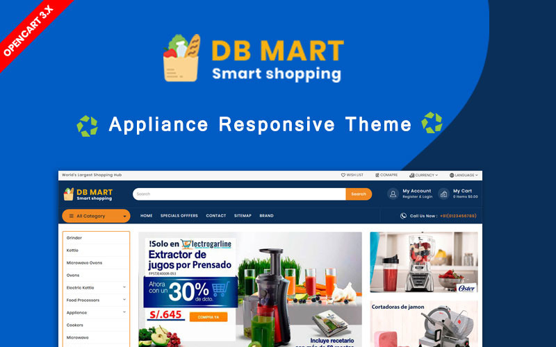 Modelo de OpenCart para aparelhos domésticos DB Mart