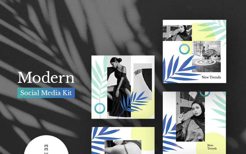 Download Шаблон для соцсетей "Modern Kit (Vol. 33) Social Media Template" / Modern Kit (Vol. 33) Social Media Template - Шаблон для соцсетей на тему графика influencer fashion beauty beige pastel feminine store style modern trendy minimalist blogger post article promo photographer texture